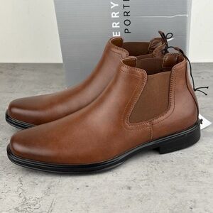 Perry Ellis Mens Chelsea Square Toe Boot Brown Size 12 NEW In box